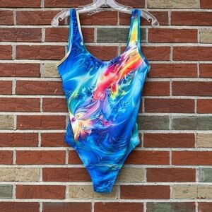 Ouku Blue Multicolor Swirl NWOT One Piece Swimsuit 🩱
